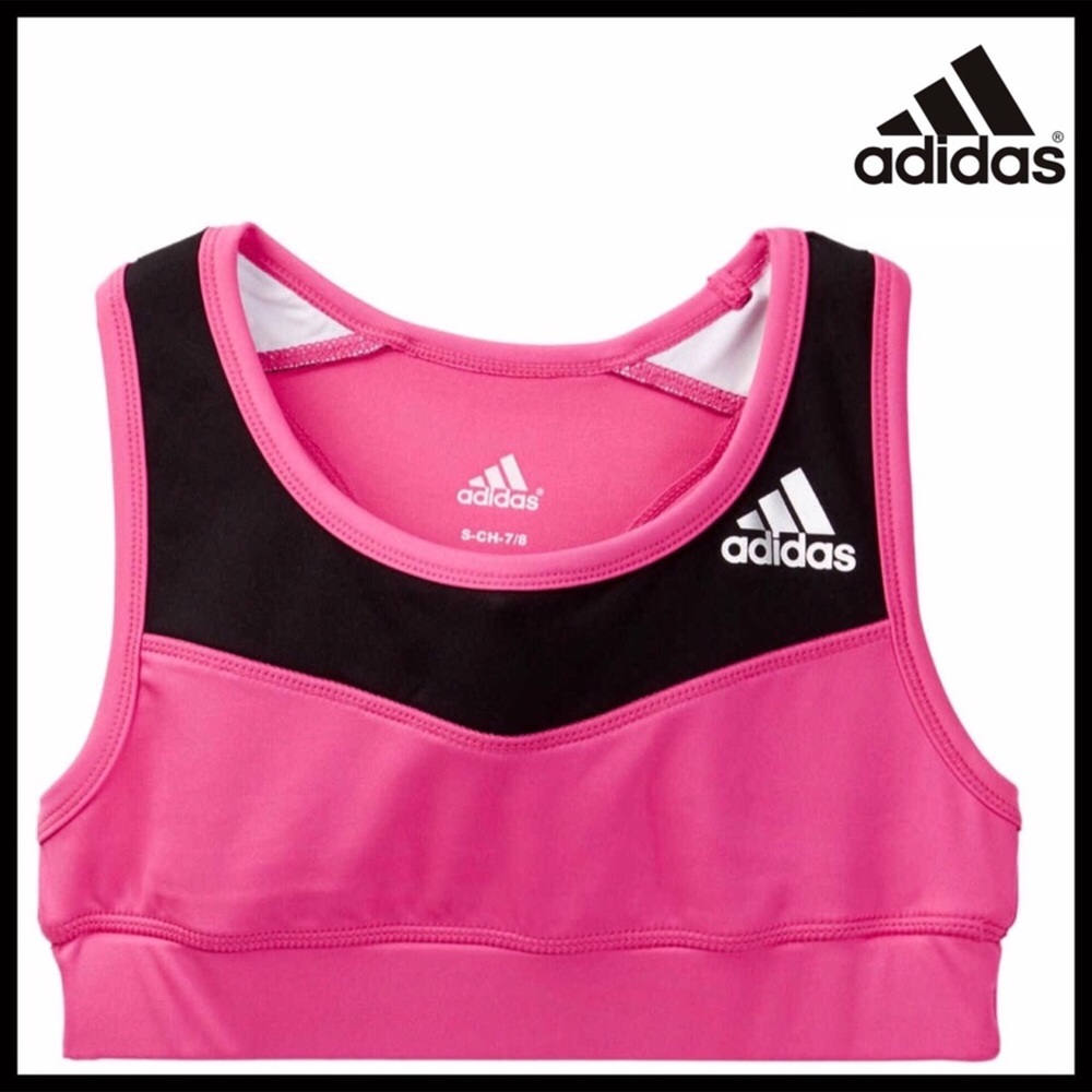 ADIDAS BLACK & PINK GYM SPORTS BRA CROPPED TANK - Picture 8 of 8